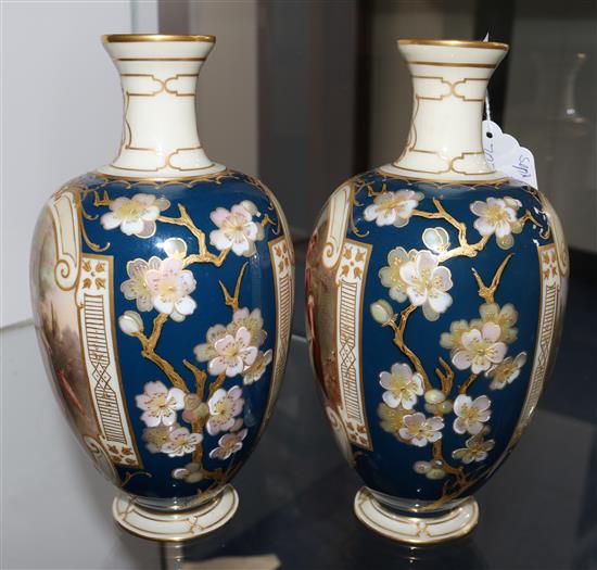 A pair of Berlin ovoid vases, early 20th century, height 20cm